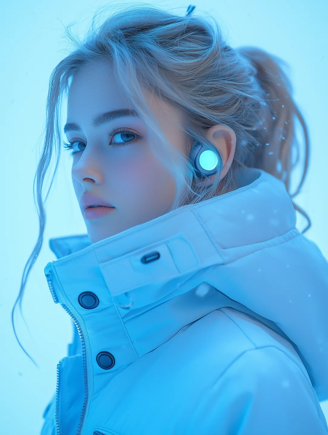 woman with earphone